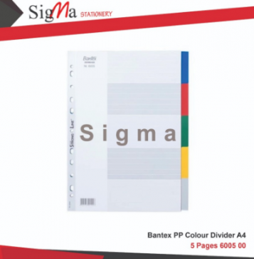 Divider BANTEX #6005 uk.A4 5 warna PP - Pack